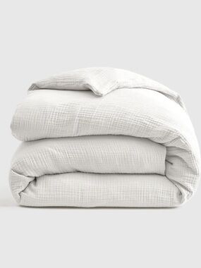 Quince Organic Airy Gauze Duvet Cover in White, Size King / Cal King